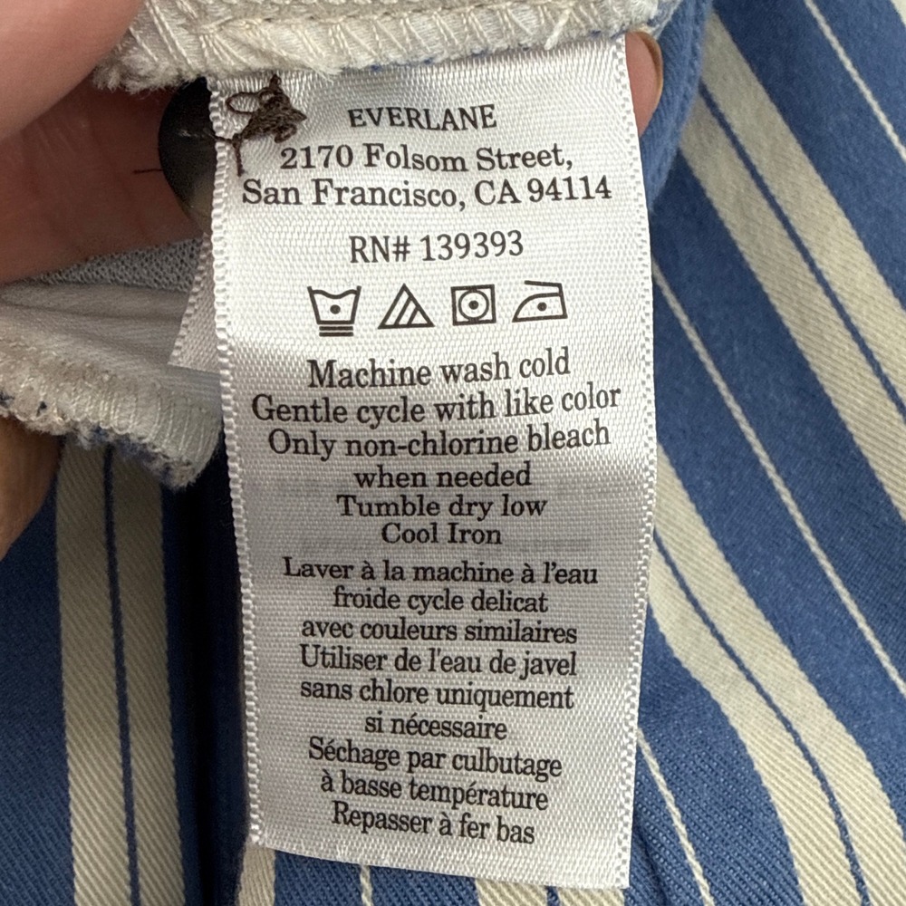 Everlane The Wide-Leg Chino Pants Blue White Stripe High Rise Organic Cotton 4 - Picture 8 of 11